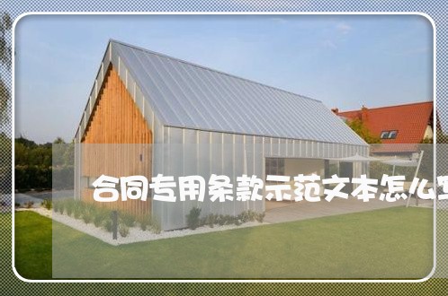 合同专用条款示范文本怎么写/2023041628481