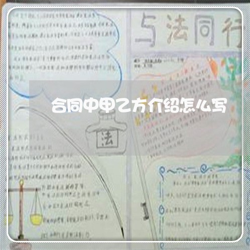 合同中甲乙方介绍怎么写/2023011641270 合同中甲乙方介绍怎么写/2023011641270