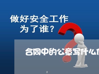 合同中的公章写什么位置/2023041294637 合同中的公章写什么位置/2023041294637