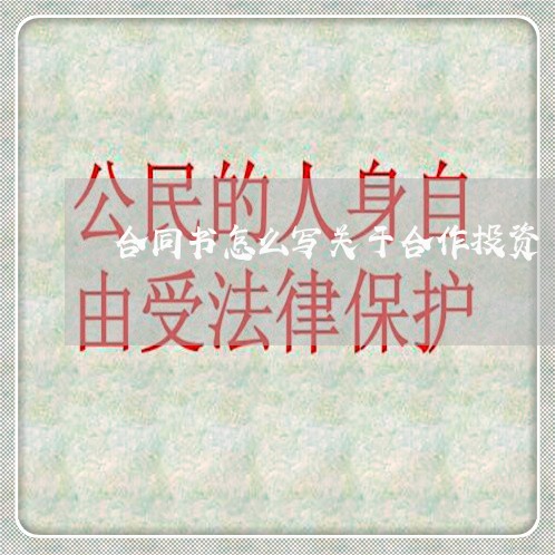 合同书怎么写关于合作投资/2023042020692 合同书怎么写关于合作投资/2023042020692