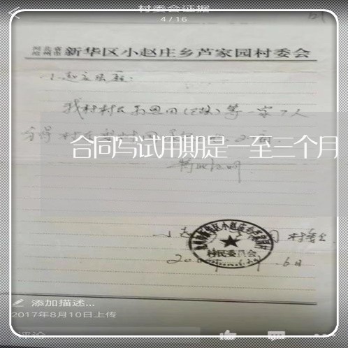 合同写试用期是一至三个月/2023061680502