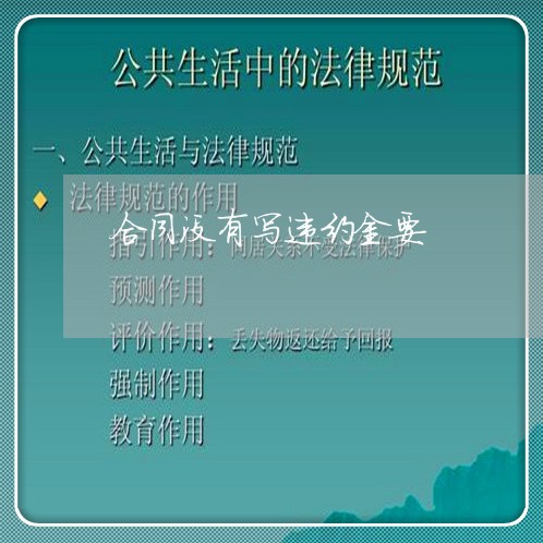 合同没有写违约金要/2023011762483 合同没有写违约金要/2023011762483