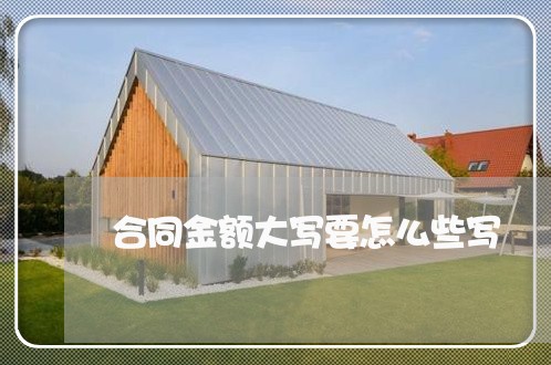 合同金额大写要怎么些写 合同金额大写要怎么些写