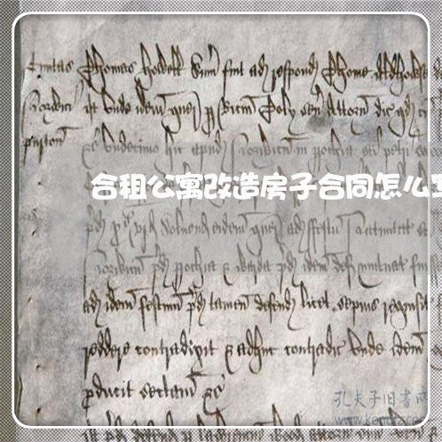 合租公寓改造房子合同怎么写/2023041105806