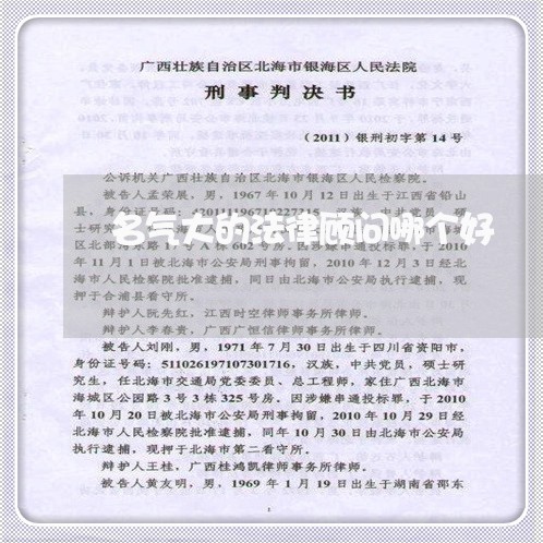 名气大的法律顾问哪个好 名气大的法律顾问哪个好