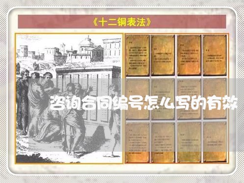 咨询合同编号怎么写的有效/2023041037382