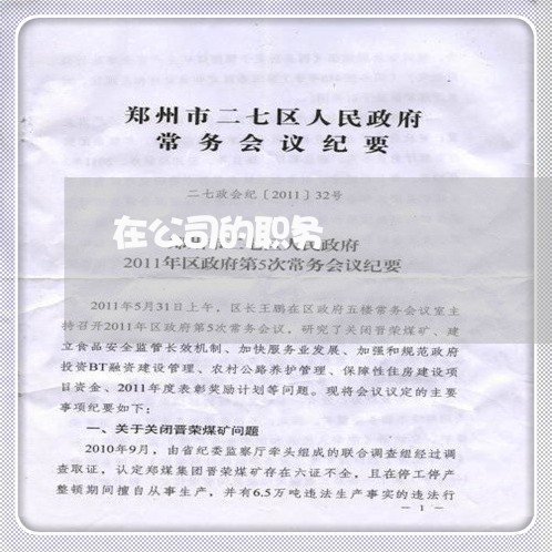 在公司的职务