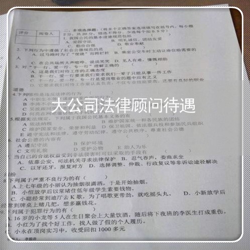大公司法律顾问待遇 大公司法律顾问待遇
