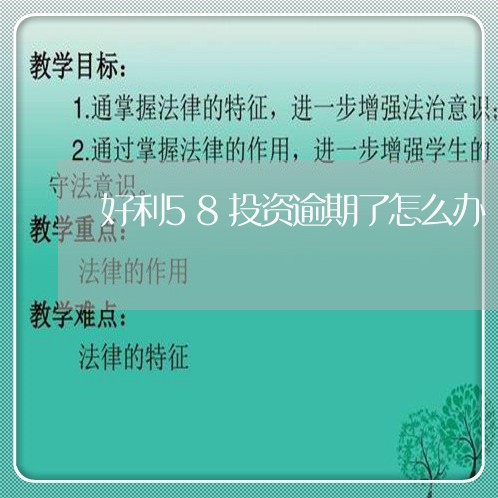 好利58投资逾期了怎么办/2023042294056