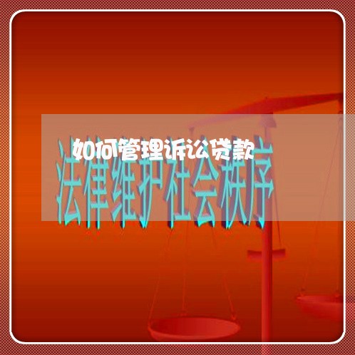 如何管理诉讼贷款 如何管理诉讼贷款