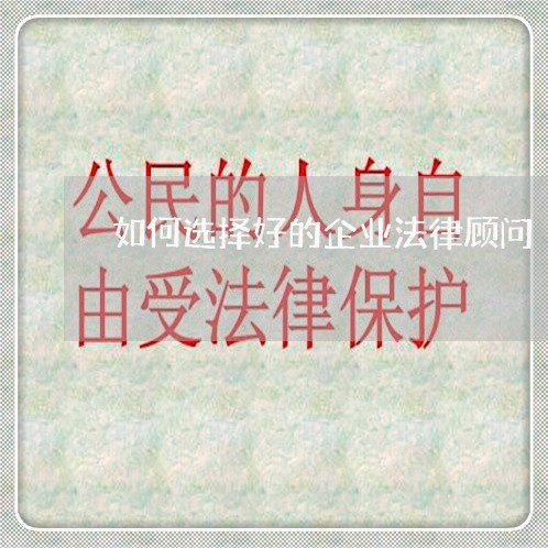 如何选择好的企业法律顾问/2023061954715