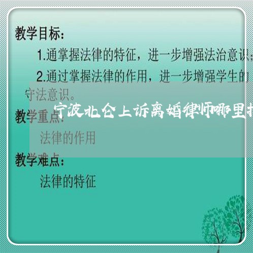 宁波北仑上诉离婚律师哪里找