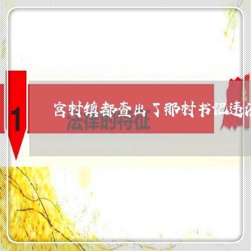 宫村镇都查出了那村书记违法 宫村镇都查出了那村书记违法