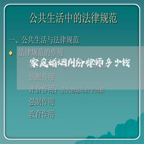 家庭婚姻纠纷律师多少钱