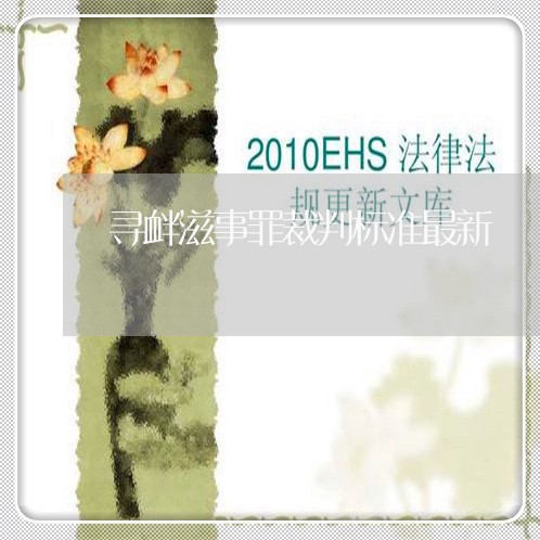 寻衅滋事罪裁判标准最新