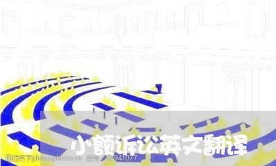 小额诉讼英文翻译 小额诉讼英文翻译