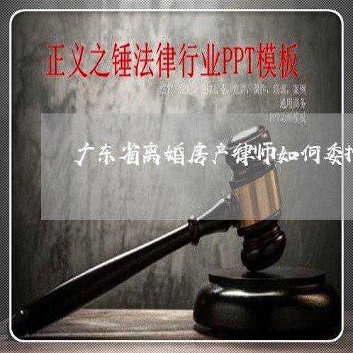 广东省离婚房产律师如何委托