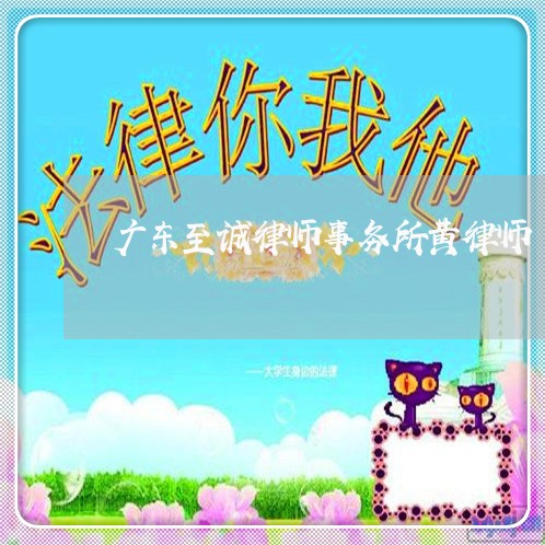 广东至诚律师事务所黄律师