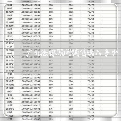 广州法律顾问销售收入多少 广州法律顾问销售收入多少