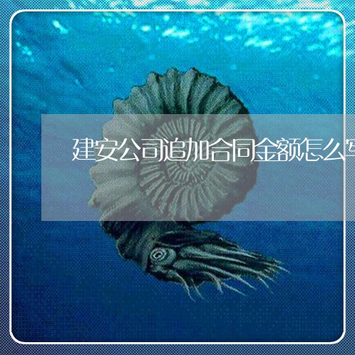 建安公司追加合同金额怎么写/2023011693839 建安公司追加合同金额怎么写/2023011693839