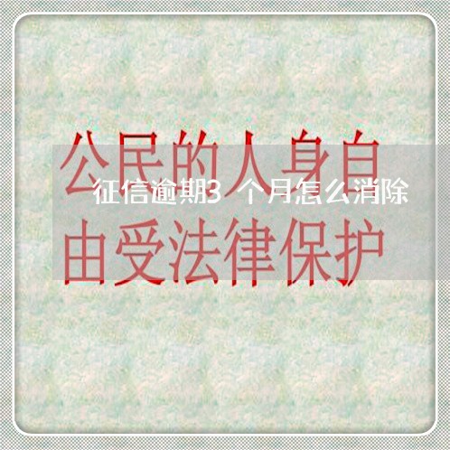 征信逾期3个月怎么消除 征信逾期3个月怎么消除