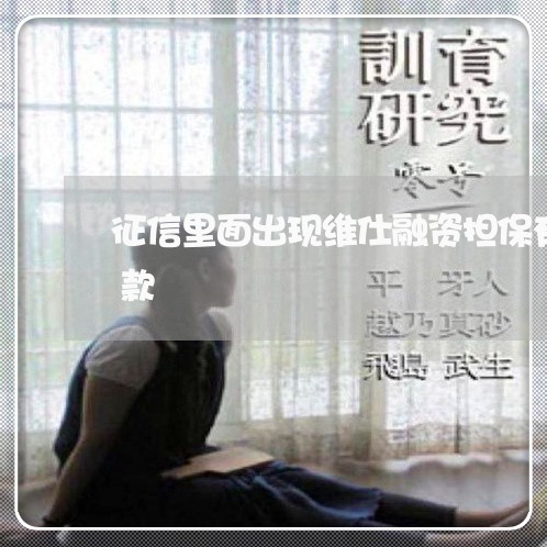 征信里面出现维仕融资担保有限公司逾期贷款