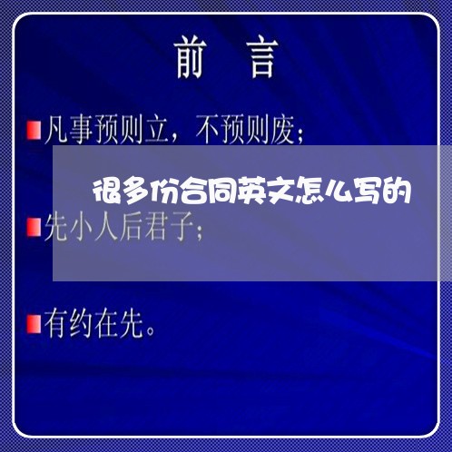 很多份合同英文怎么写的/2023011649371 很多份合同英文怎么写的/2023011649371