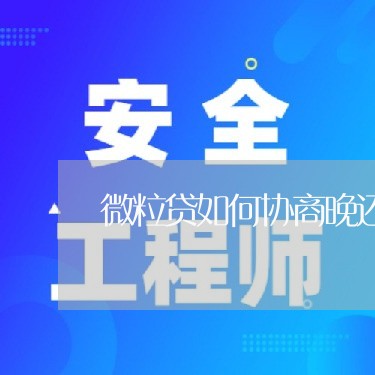 微粒贷如何协商晚还款/2023071051513