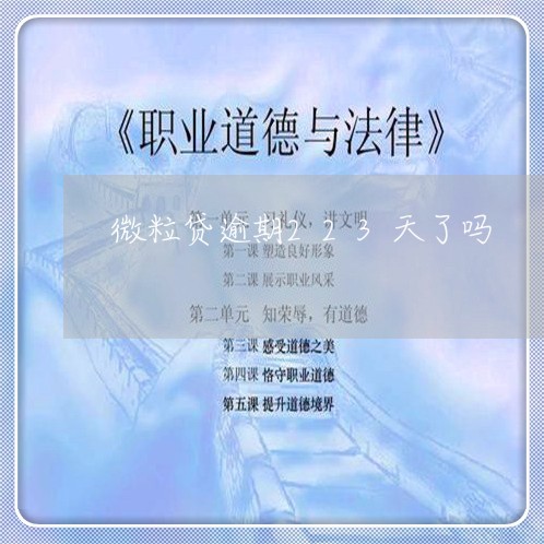 微粒贷逾期223天了吗 微粒贷逾期223天了吗