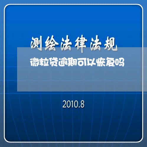 微粒贷逾期可以恢复吗/2023032092824