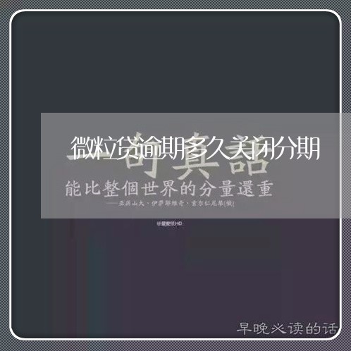 微粒贷逾期多久关闭分期 微粒贷逾期多久关闭分期