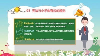 怀孕了想离婚怎么写合同/2023011664616 怀孕了想离婚怎么写合同/2023011664616