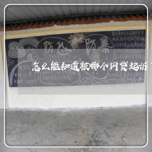 怎么能知道被哪个网贷起诉了 怎么能知道被哪个网贷起诉了