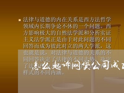 怎么起诉网贷公司成功案例 怎么起诉网贷公司成功案例