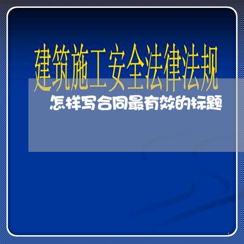 怎样写合同最有效的标题/2023041346280