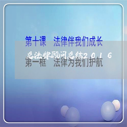 总法律顾问总结2016 总法律顾问总结2016