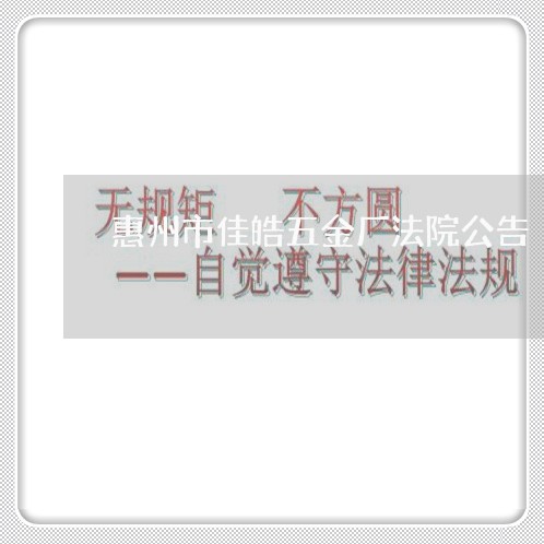 惠州市佳皓五金厂法院公告 惠州市佳皓五金厂法院公告