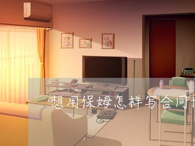 想用保姆怎样写合同协议/2023030207251