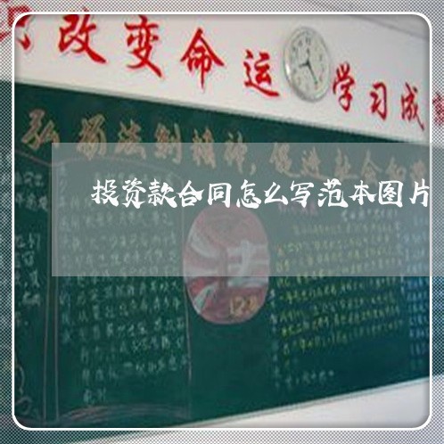 投资款合同怎么写范本图片/2023041399391