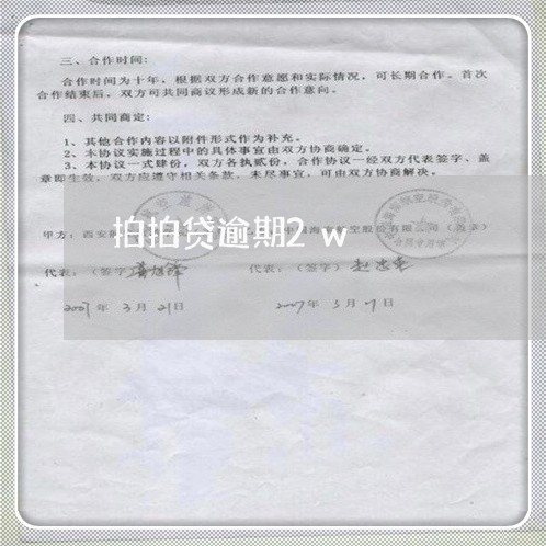 拍拍贷逾期2w 拍拍贷逾期2w
