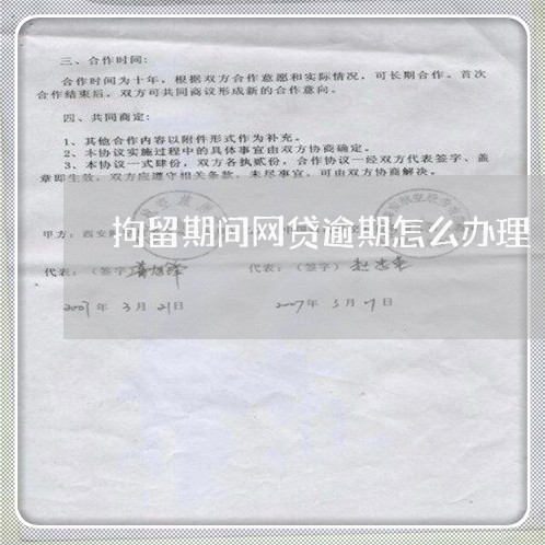 拘留期间网贷逾期怎么办理/2023091608381