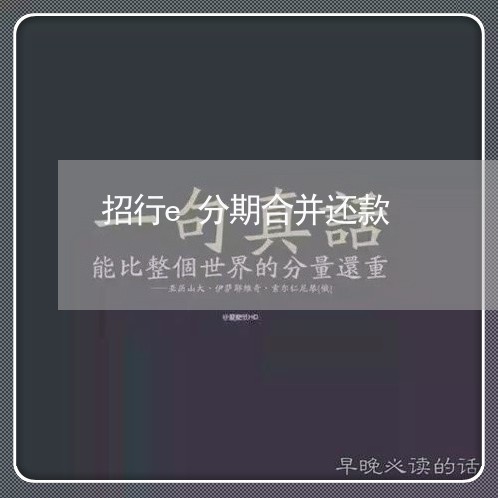 招行e分期合并还款/2023020433892