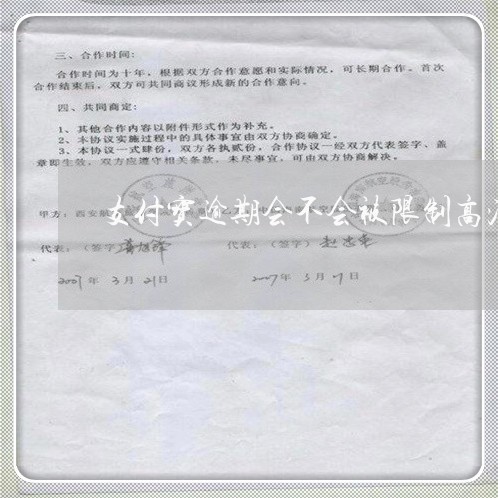 支付宝逾期会不会被限制高消费/2023011767173