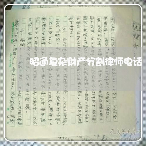 昭通复杂财产分割律师电话/2023060971605