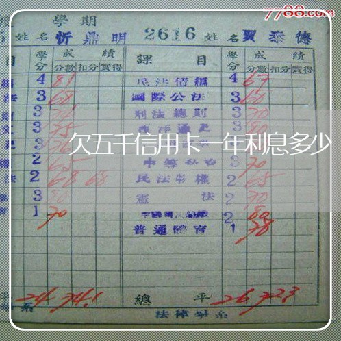 欠五千信用卡一年利息多少
