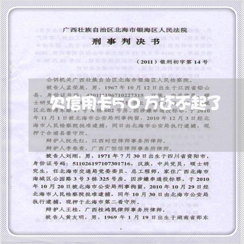 欠信用卡50万还不起了 欠信用卡50万还不起了