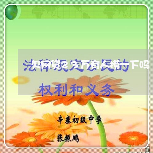 欠网贷23万有人捞一下吗 欠网贷23万有人捞一下吗