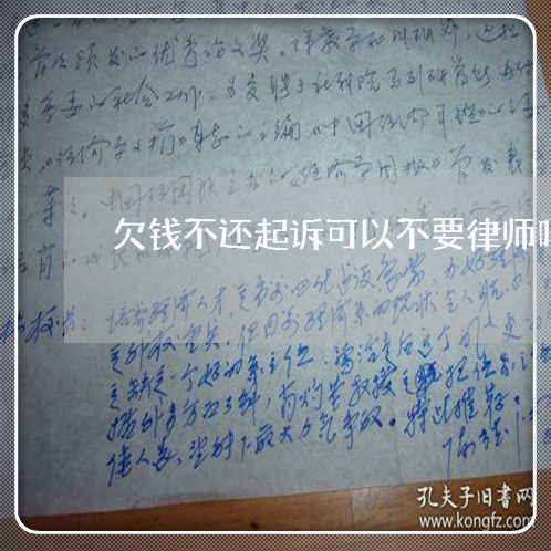 欠钱不还起诉可以不要律师吗