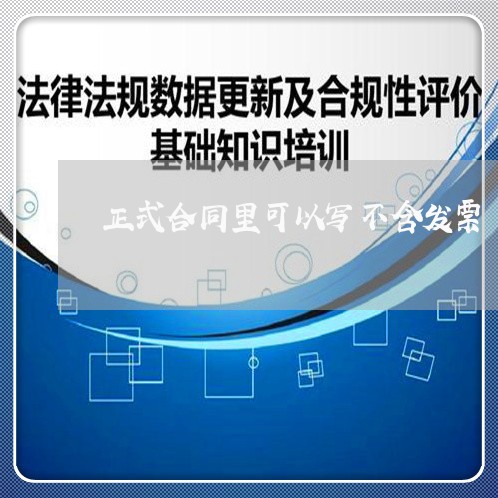 正式合同里可以写不含发票/2023040425947