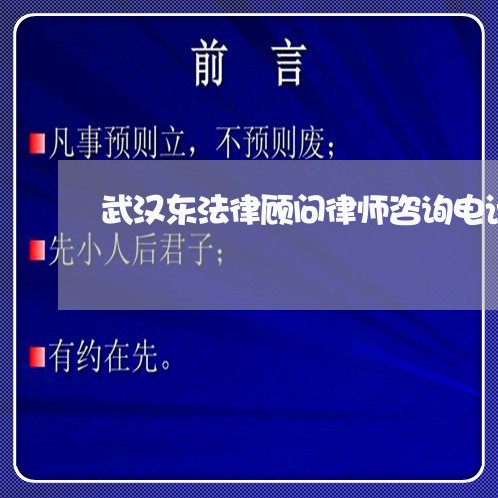 武汉东法律顾问律师咨询电话